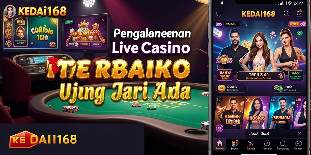 Tampilan gameplay KEDAI168 dengan dealer live yang interaktif dan permainan kasino menarik.