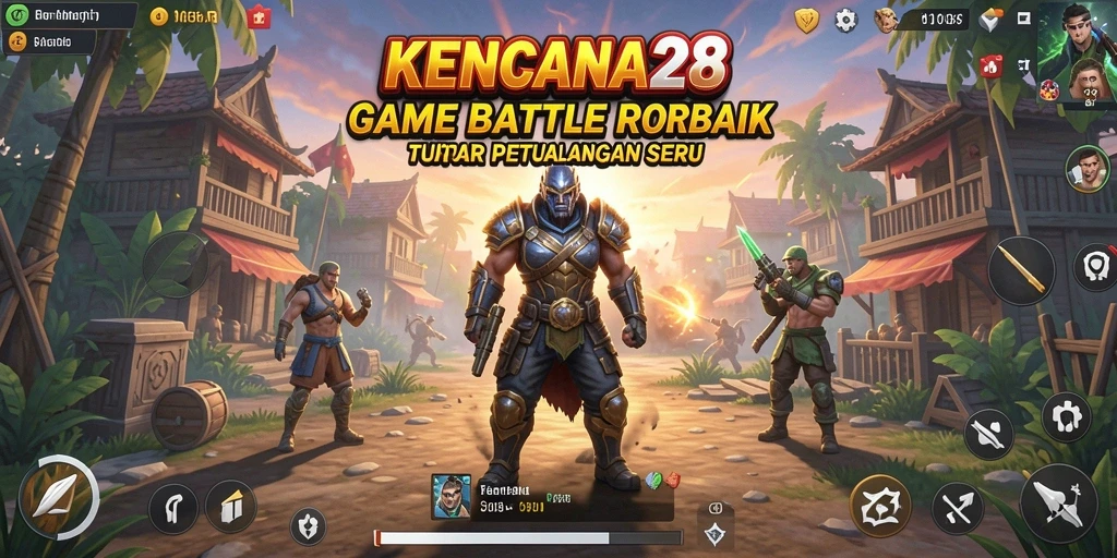 Screenshot gameplay KENCANA28 menampilkan aksi seru dalam pertempuran Battle Royale.