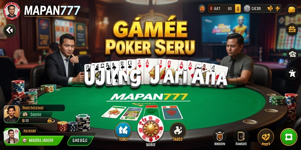 Tampilan game Poker MAPAN777 dengan suasana kasino yang realistis.